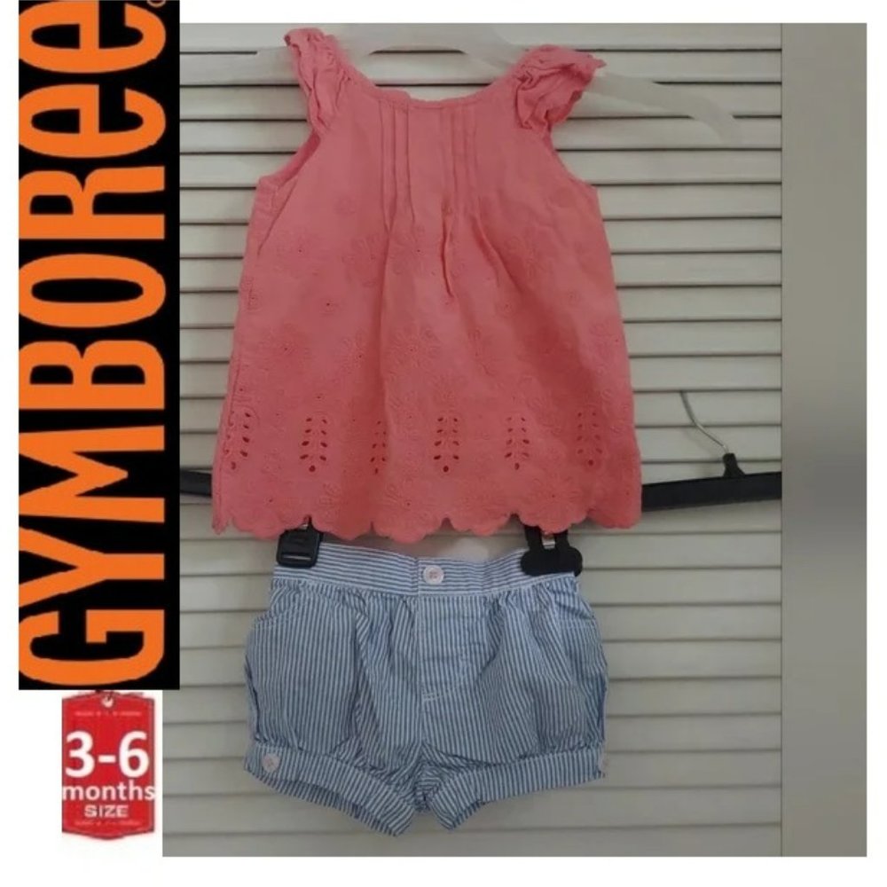 🎁 10/$25- tank and shorts; eyelit top with striped shorts,  3-6 months
